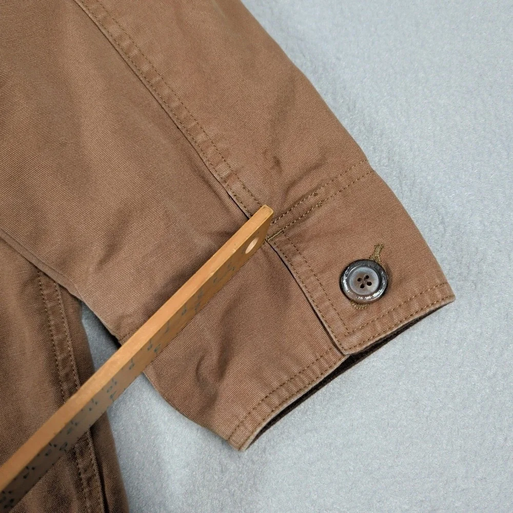 Gap Jacket Mens XL Brown Cotton Canvas Barn‎ Leather Collar Quilted Lining - Picture 11 of 13